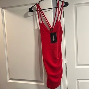 Red bodycon dress. Size:4 double straps.